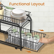 2 Tier Under Sink Storage Organisers Set of 2 for Bathroom and Kitchen by Songmics