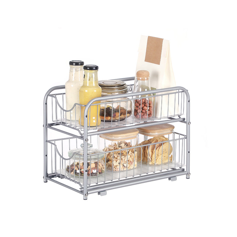 2 Tier Under Sink Storage Organiser with Sliding Drawers for Kitchen or Bathroom by Songmics