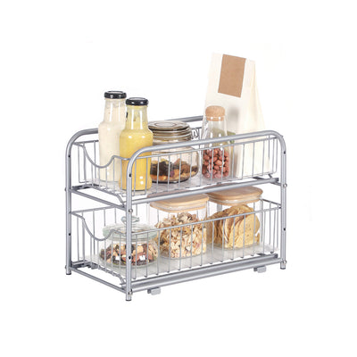 2 Tier Under Sink Storage Organiser with Sliding Drawers for Kitchen or Bathroom by Songmics