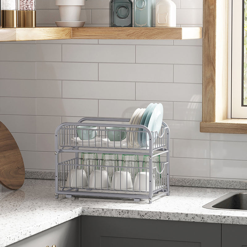 2 Tier Under Sink Storage Organiser with Sliding Drawers for Kitchen or Bathroom by Songmics