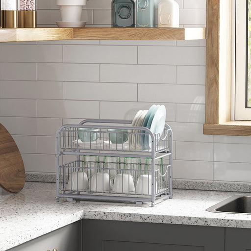 2 Tier Under Sink Storage Organiser with Sliding Drawers for Kitchen or Bathroom by Songmics