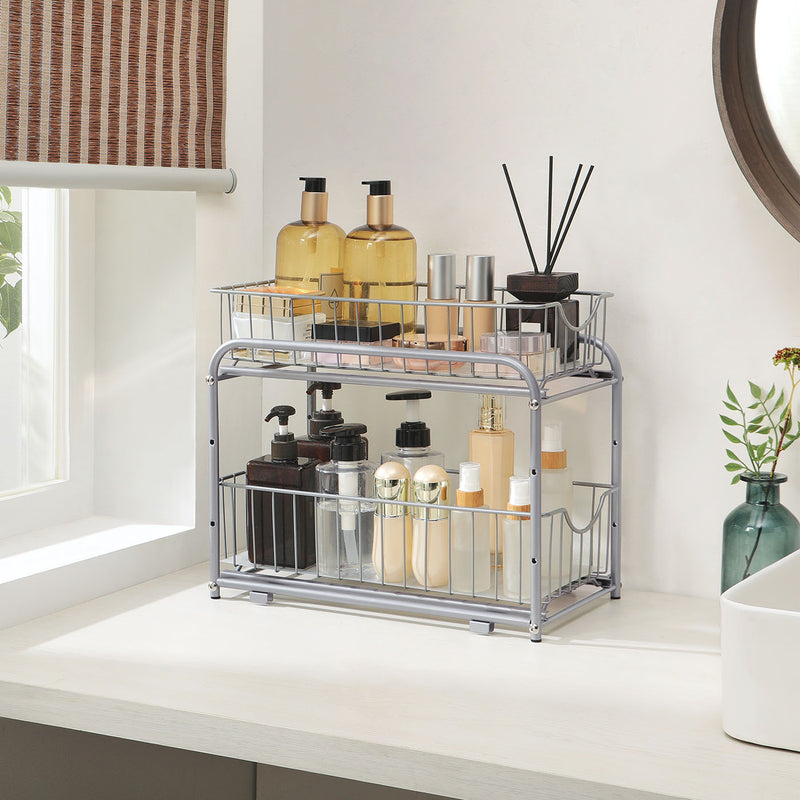2 Tier Under Sink Storage Organiser with Sliding Drawers for Kitchen or Bathroom by Songmics