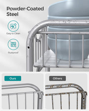 2 Tier Sliding Basket Organisers Set of 2 Stackable Under Sink Storage Silver by Songmics