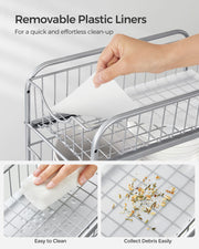 2 Tier Sliding Basket Organisers Set of 2 Stackable Under Sink Storage Silver by Songmics