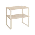 Set of 2 Spice Rack Cupboard Shelf Organisers in Travertine Beige and Cream White by Songmics
