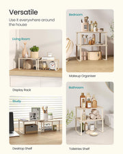 Set of 2 Spice Rack Cupboard Shelf Organisers in Travertine Beige and Cream White by Songmics