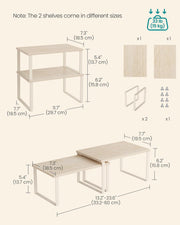 Set of 2 Spice Rack Cupboard Shelf Organisers in Travertine Beige and Cream White by Songmics