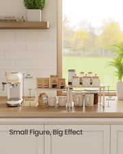 Set of 2 Spice Rack Cupboard Shelf Organisers in Travertine Beige and Cream White by Songmics