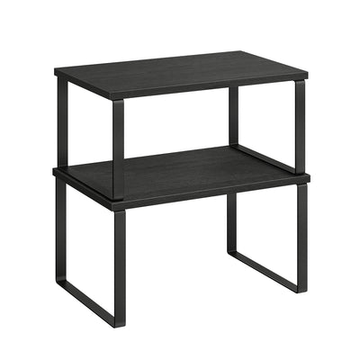 Set of 2 Black Cupboard Shelf Organisers for Kitchen or Pantry Storage by Songmics