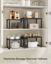 Set of 2 Black Cupboard Shelf Organisers for Kitchen or Pantry Storage by Songmics