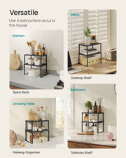 Set of 2 Black Cupboard Shelf Organisers for Kitchen or Pantry Storage by Songmics