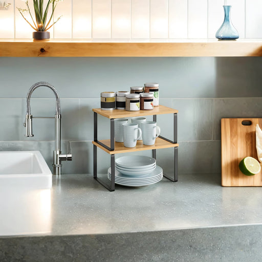 Set of 2 Kitchen Cabinet Organiser Shelves 29.7 cm for Worktops and Storage by Songmics