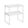 Set of 2 White Cupboard Shelf Organisers for Kitchen or Pantry Storage by Songmics