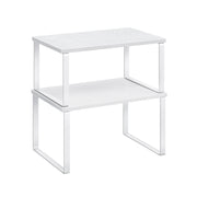Set of 2 White Cupboard Shelf Organisers for Kitchen or Pantry Storage by Songmics
