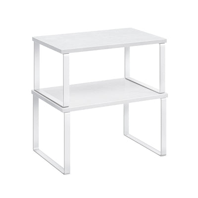 Set of 2 White Cupboard Shelf Organisers for Kitchen or Pantry Storage by Songmics