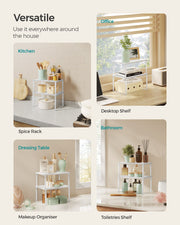 Set of 2 White Cupboard Shelf Organisers for Kitchen or Pantry Storage by Songmics