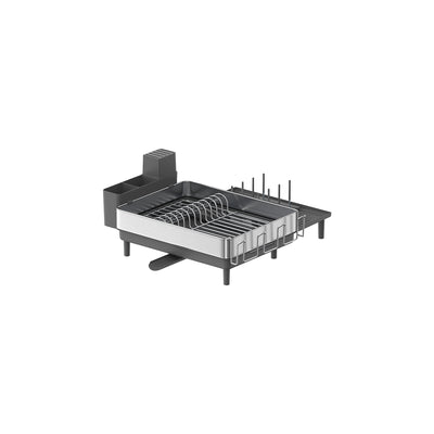 Stainless Steel Dish Drainer Rack in Silver and Slate Grey with Cutlery Holder by Songmics