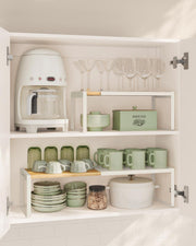 Set of 2 Bamboo Spice Racks Light Wood and White Kitchen Shelf Organisers by Songmics