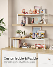 Set of 2 Bamboo Spice Racks Light Wood and White Kitchen Shelf Organisers by Songmics