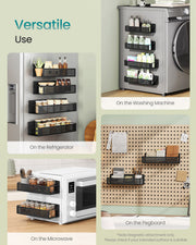 Magnetic Spice Rack Set for Fridge or Oven No Drilling Kitchen Storage Solution by Songmics