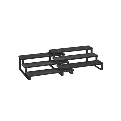 Set of 2 Black 3 Tier Extendable Cabinet Shelf Organisers for Kitchen or Pantry by Songmics