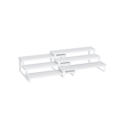 White 3 Tier Extendable Cabinet Shelf Organisers Set of 2 for Kitchen Storage by Songmics
