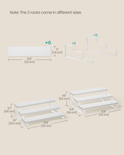 White 3 Tier Extendable Cabinet Shelf Organisers Set of 2 for Kitchen Storage by Songmics