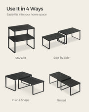 Set of 2 Black Cupboard Shelf Organisers for Kitchen or Pantry Storage by Songmics