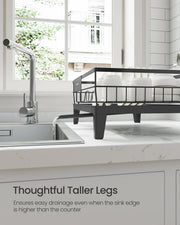 Ink Black Dish Drying Rack with 360 Degree Rotating Extendable Spout by Songmics