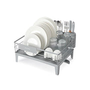 Dove Grey Dish Drying Rack with 360 Degree Rotatable Extendable Spout by Songmics