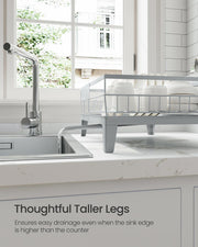 Dove Grey Dish Drying Rack with 360 Degree Rotatable Extendable Spout by Songmics