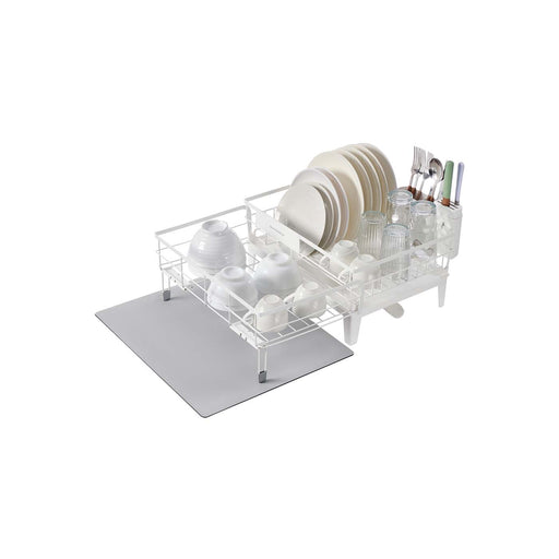 Steel Dish Drying Rack with Expandable Design and Silicone Draining Mat by Songmics