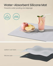 Steel Dish Drying Rack with Expandable Design and Silicone Draining Mat by Songmics