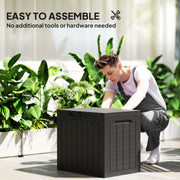 93L Waterproof Garden Storage Box With Handles For Outdoor Use Plastic Container Black AOSOM