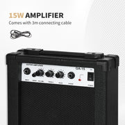 Electric Guitar Starter Set with 15W Amp and Carry Bag Perfect for Beginner Players Dark Green AOSOM