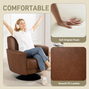 Swivel Accent Chair With Thick Padding Ideal For Living Room Or Office Use Brown AOSOM
