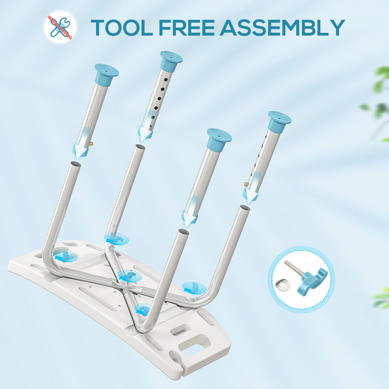 Height Adjustable Aluminium Shower Stool With Padded Seat and Drainage Holes, Turquoise