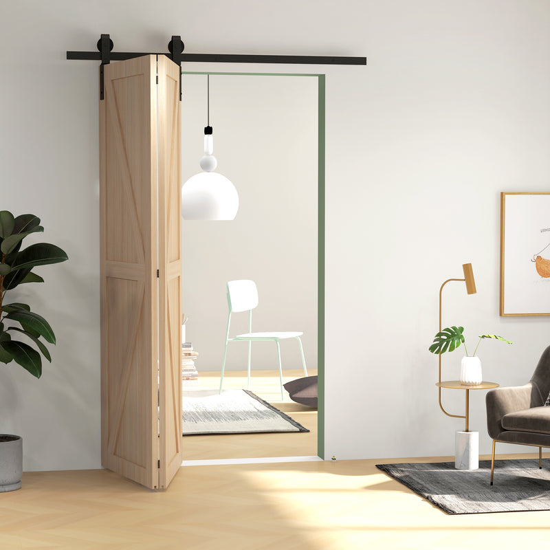 Sliding Door Track Kit for Folding Doors Space Saving Hardware for Home Black