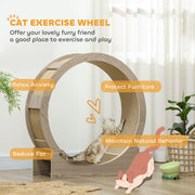 Walnut Brown Cat Exercise Wheel with Brake and Scratching Pads by PawHut