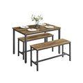 Dining Table Set with 2 Wooden Benches for Kitchen or Dining Room, Industrial Style VASAGLE