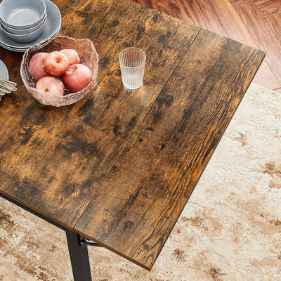 Extendable Rustic Brown and Black Dining Table for Kitchen or Dining Room by Vasagle