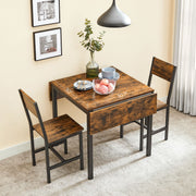 Extendable Rustic Brown and Black Dining Table for Kitchen or Dining Room by Vasagle