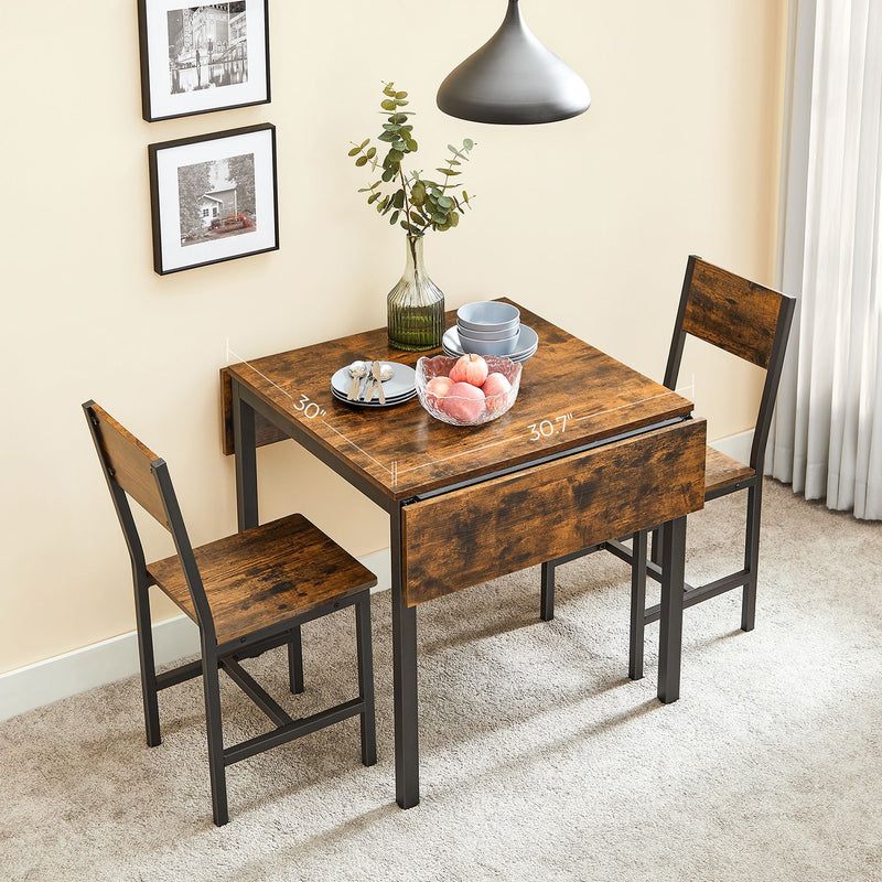 Extendable Rustic Brown and Black Dining Table for Kitchen or Dining Room by Vasagle