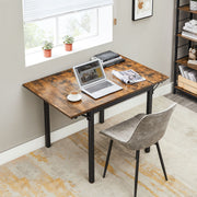 Extendable Rustic Brown and Black Dining Table for Kitchen or Dining Room by Vasagle