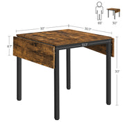 Extendable Rustic Brown and Black Dining Table for Kitchen or Dining Room by Vasagle