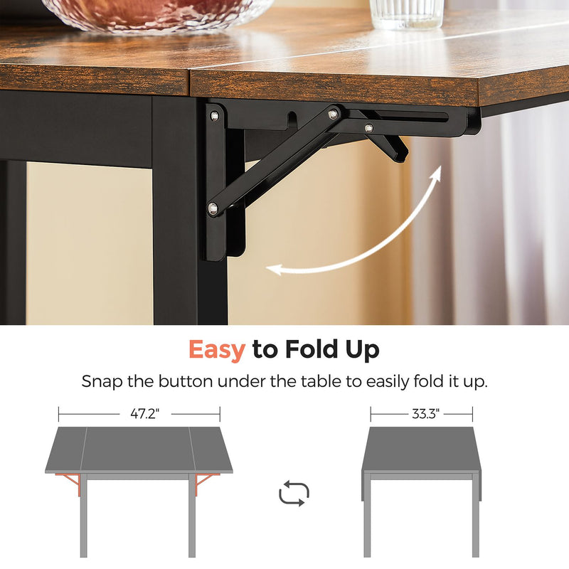 Extendable Rustic Brown and Black Dining Table for Kitchen or Dining Room by Vasagle