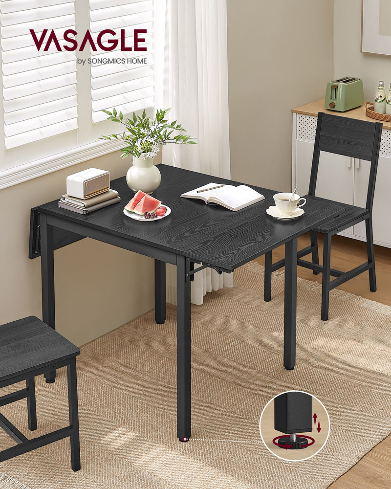 Folding Dining Table in Ebony and Ink Black Space Saving Design for Small Spaces by Vasagle