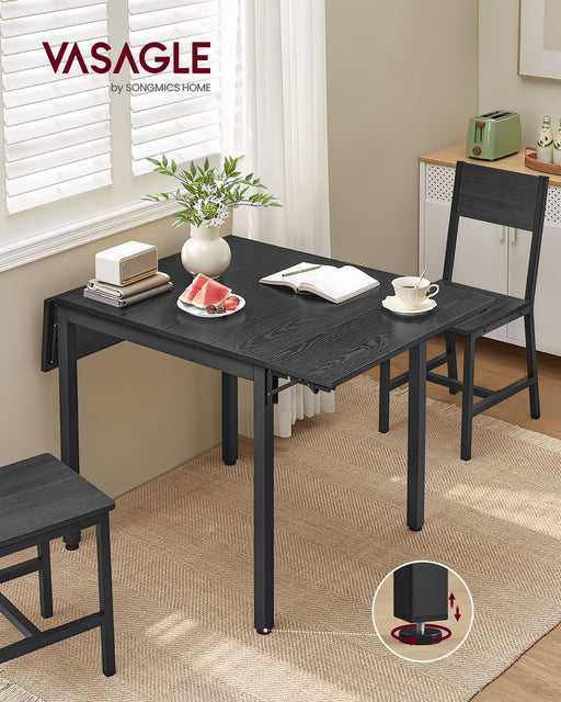 Folding Dining Table in Ebony and Ink Black Space Saving Design for Small Spaces by Vasagle