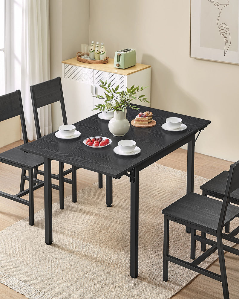 Folding Dining Table in Ebony and Ink Black Space Saving Design for Small Spaces by Vasagle