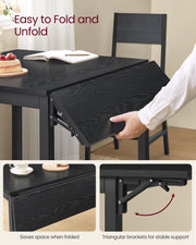Folding Dining Table in Ebony and Ink Black Space Saving Design for Small Spaces by Vasagle
